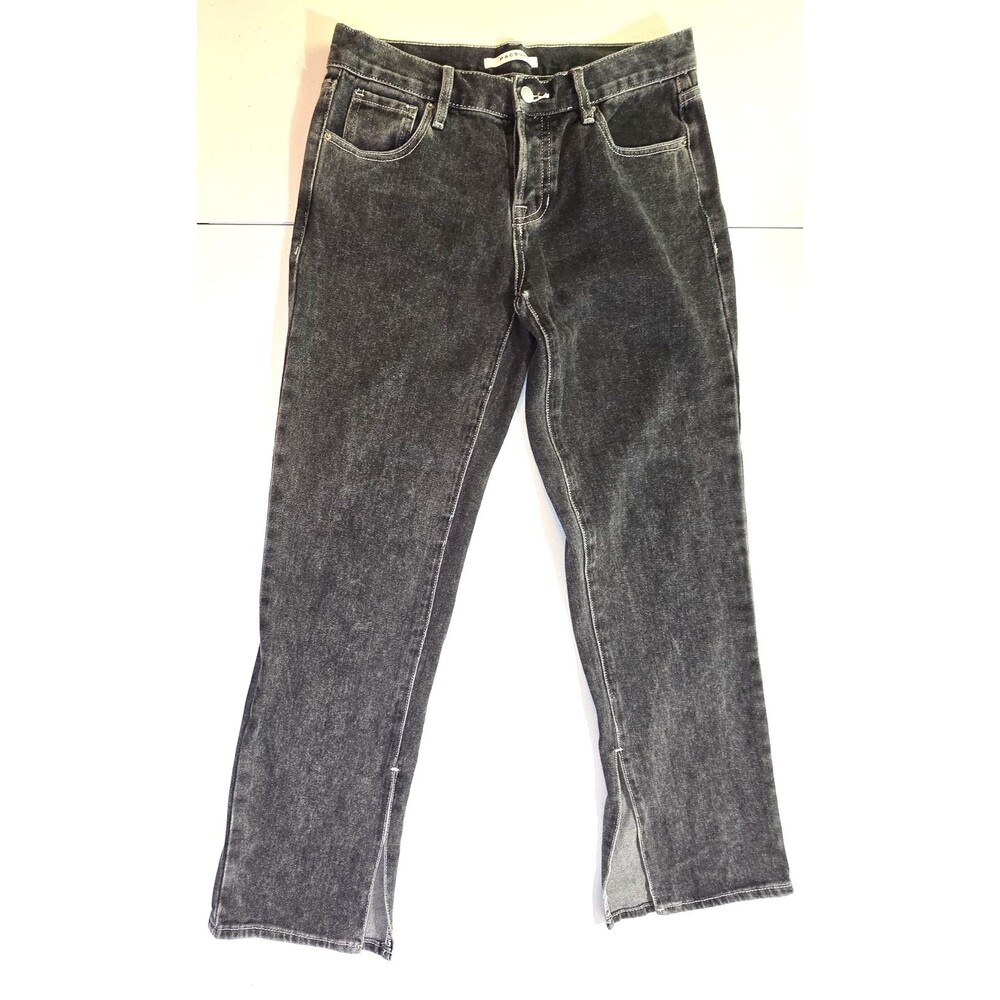PAC SUN Low RiseWomens Black Acid Wash Denim Spit Hem Button-Fly 30W- see photos